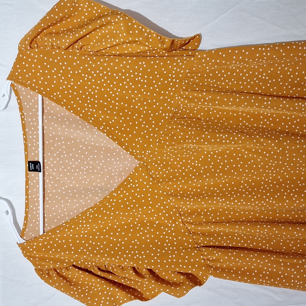 3/$20--SHEIN Boho Midi Dress Polka Dot With Ruffles, Burnt Orange, Sz 18, NWOT - Picture 8 of 12